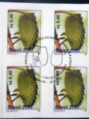 Quadra de selos postais do Brasil de 2000 Graviola M1C QD