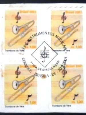 Quadra de selos postais do Brasil de 2001 Trombone de Vara N1C QD