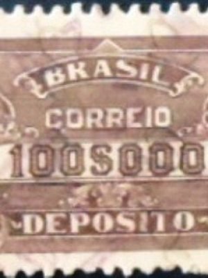 Selo postal do Brasil de 1920 Depósito 100$