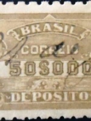 Selo postal do Brasil de 1920 Depósito 50$ U