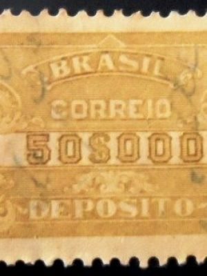 Selo postal do Brasil de 1920 Depósito 50$ U