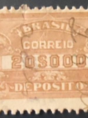 Selo postal do Brasil de 1920 Depósito 20$ U