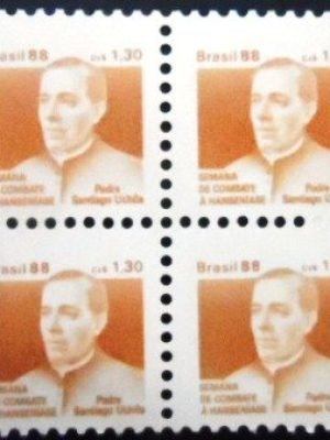 Quadra de selos postais do Brasil de 1988 Padre Santiago Uchoa M H 25 QD
