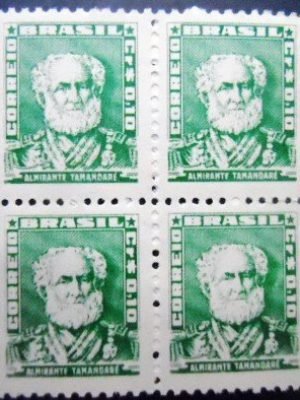 Quadra de selos postais do Brasil de 1954 Almirante Tamandaré 10 M QD