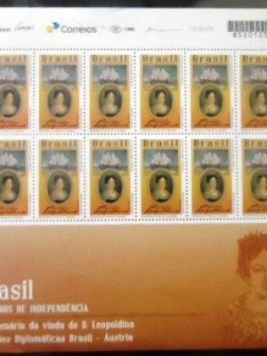 Folha completa de selos comemorativos do Brasil de 2017 D. Maria Leopoldina