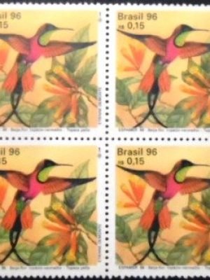Quadra de selos postais do Brasil de 1996 Topázio Vermelho M QD