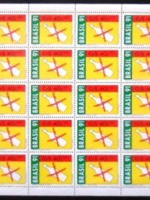 Folha completa de selos do Brasil de 1991 Álcool M FL