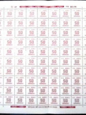 Folha completa de selos postais do Brasil de 1985 Tipo Cifra Cr$ 50 M FL