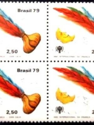 Quadra de selos postais do Brasil de 1979 Peteca M QD