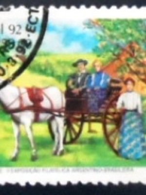 Selo postal do Brasil de 1992 Charrete NCC