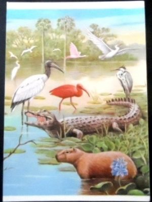 Cartão postal do Brasil de 1984 Capivara e Jacaré
