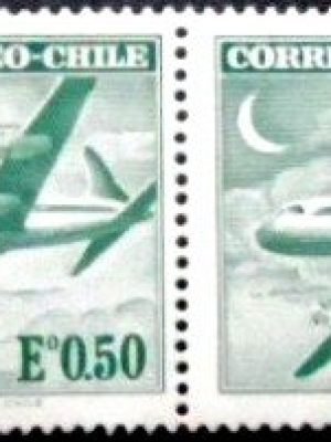 Par de selos postais do Chile de 1962 Douglas DC6 M PR