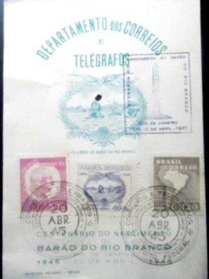 Folhinha Filatélica nº1 de 1945 Barão do Rio Branco