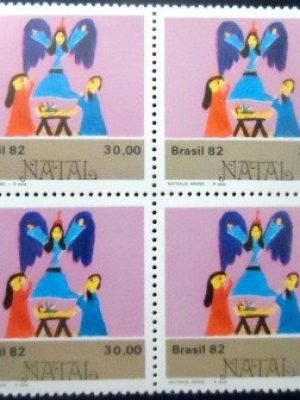 Quadra de selos postais do Brasil de 1982 Nascimento de Jesus M QD