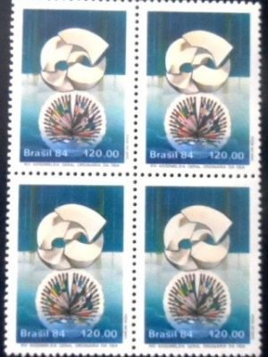 Quadra de selos postais do Brasil de 1984 Assembleia OEA M QD