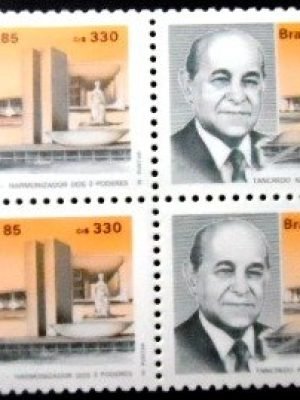 Quadra de selos postais do Brasil de 1985 Tancredo Neves M QD