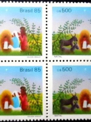 Quadra de selos postais do Brasil de 1985 Nascimento M QD