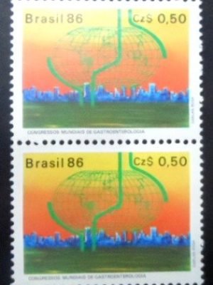 Par de selos postais do Brasil de 1986 Gastroenterologia M PR