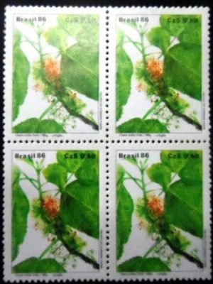 Quadra de selos postais do Brasil de 1986 Urtigão MQD