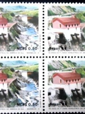 Quadra de selos postais do Brasil de 1989 Hidrelétrica de Marmelos M QD