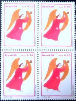 Quadra de selos postais do Brasil de 1989 Anjo M QD