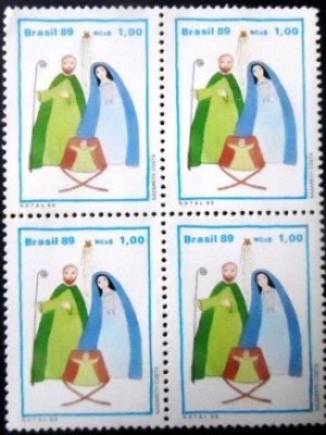 Quadra de selos postais do Brasil de 1989 Sagrada Família M QD