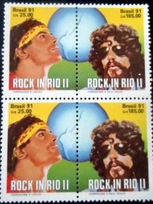 Par de se-tenant do Brasil de 1991 Rock in Rio II M PR