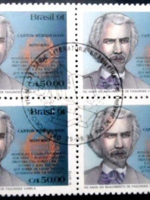 Quadra de selos postais do Brasil de 1991 Luis Nicolau Fagundes Varela MCC QD