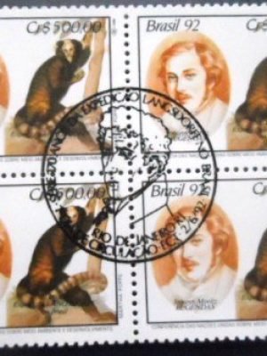 Quadra de selos postais do Brasil de 1992 Johann Moritz Rugendas M1C QD