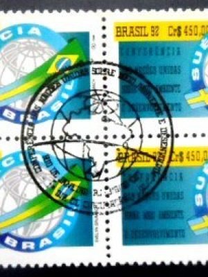 Quadra de selos postais do Brasil de 1992 Suécia - Brasil M1C QD
