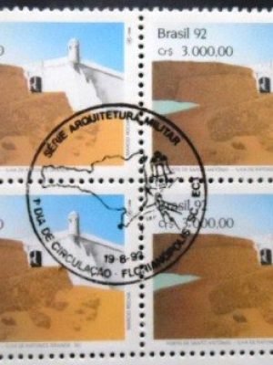 Quadra de selos postais do Brasil de 1992 Forte de Santo Antonio MCC QD