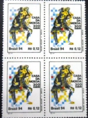 Quadra de selos postais do Brasil de 1994 Moedeiro M QD
