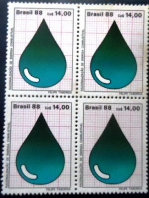 Quadra de selos postais do Brasil de 1988 Petróleo N QD