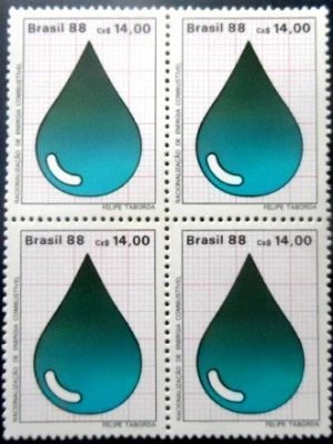 Quadra de selos postais do Brasil de 1988 Petróleo M QD