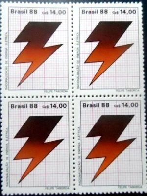 Quadra de selos postais do Brasil de 1988 Energia Elétrica M QD