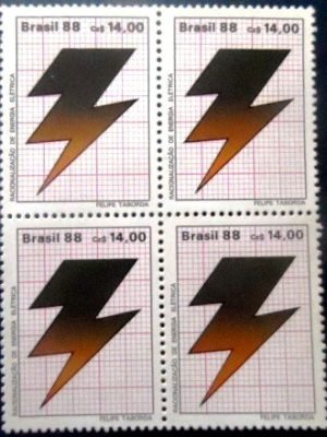Quadra de selos postais do Brasil de 1988 Energia Elétrica N QD