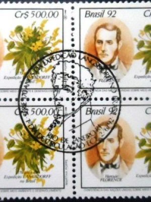 Quadra de selos postais do Brasil de 1992 Hercule Florence M1C QD
