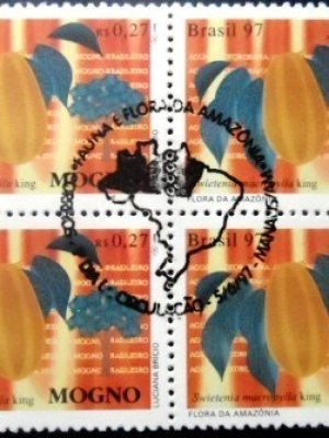 Quadra de selos postais do Brasil de 1997 Mogno M1C QD