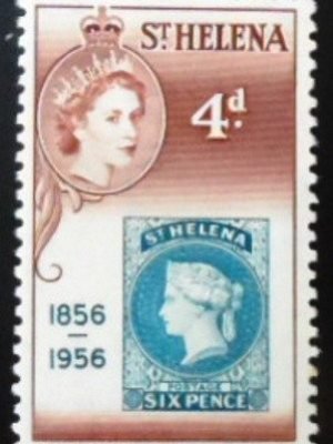 Selo postal de Santa Helena de 1956 Stamp of 1856 4 N