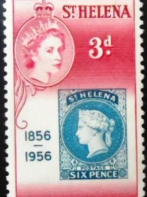 Selo postal de Santa Helena de 1956 Stamp of 1856 N