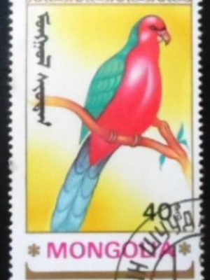 Selo postal da Mongólia de 1990 Hyacinth Macaw NCC