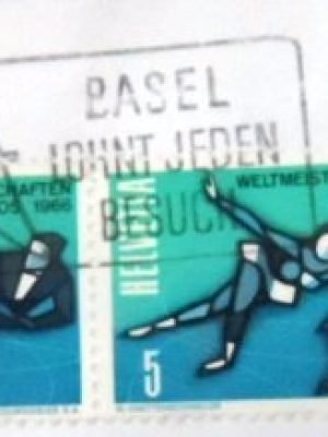 Par de selos postais da Suíça de 1965 Couple Ice Figure skating U PR