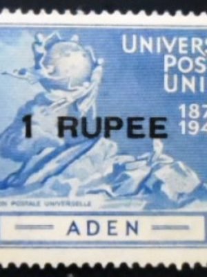Selo postal de Aden de 1949 U.P.U. Monument Surcharged 1 M