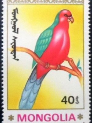 Selo postal da Mongólia de 1990 Hyacinth Macaw M