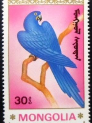 Selo postal da Mongólia de 1990 Hyacinth Macaw M