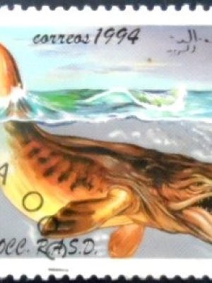 Selo postal do Sahara Ocidental de 1994 Brasilosaurus MCC