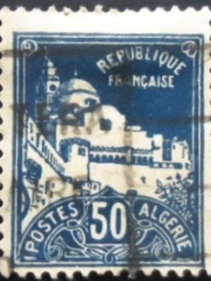 Selo postal da Argélia de 1926 1926 - La Pecherie Grand Mosque 50 blue U