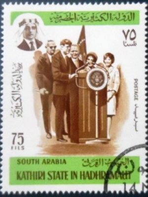 Selo postal de Kathiri de 1967 John Kennedy & John Glenn