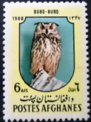 Selo postal do Afeganistão de 1968 Eurasian Eagle-Owl M