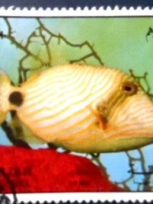 Selo postal de Sharjah de 1972 Orange-lined Triggerfish NCC A